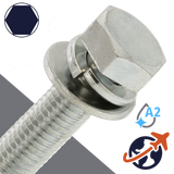 M10X1.5 Hex Head SEMS,LW + Flat Washer OD: 21mm,Stainless