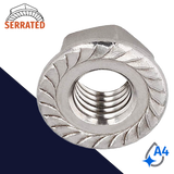 Flange Nut Serrated - A4-80 Stainless DIN 6923