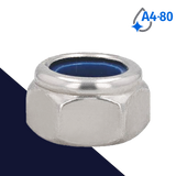 Nylon Locking Nut - A4-80 Stainless DIN 985