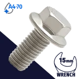 M10X1.5 Hex Head Flange Bolt - A4-70 Stainless DIN 6921