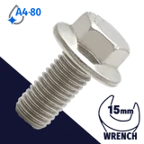 M10X1.5 Hex Head Flange Bolt - A4-80 Stainless DIN 6921
