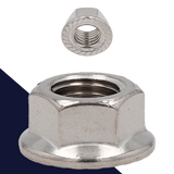 M10X1.25 Serrated Flange Nut,Stainless Steel A2,Fine Thread 14mm Wrench