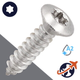 M3.5 Torx Oval Head Tapping Screw - A2 Stainless ISO 14587