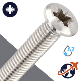 M3X0.5 Pozidrive Oval Head - A2 Stainless DIN 966-PZ