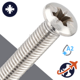 M8X1.25 Pozidrive Oval Head - A2 Stainless DIN 966-PZ