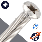 M2X0.4 Pozidrive Oval Head - A4 Stainless DIN 966-PZ