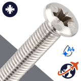 M5X0.8 Pozidrive Oval Head - A4 Stainless DIN 966-PZ