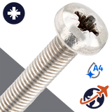 M6X1.0 Pozidrive Pan Head - A4 Stainless DIN 7985-PZ