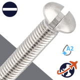 M3X0.5 Slotted Oval Head - A2 Stainless DIN 964