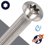 M2.5X0.45 Torx Oval Head - A2 Stainless Steel ISO 14584