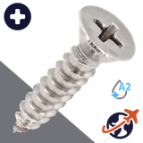 M6.3 Phillips Flat Tapping - A2 Stainless DIN 7982-C