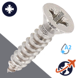 M3.9 Pozidrive Flat Tapping - A2 Stainless DIN 7982-C