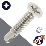 M2.9 Pozidrive Flat Self Drilling - A2 Stainless DIN 7504-O