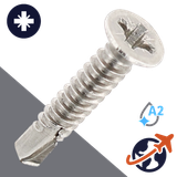 M3.9 Pozidrive Flat Self Drilling - A2 Stainless DIN 7504-O
