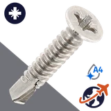 M3.5 Pozidrive Flat Self Drilling - A4 Stainless DIN 7504-O