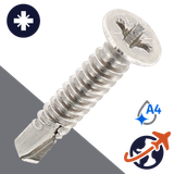 M3.5 Pozidrive Flat Self Drilling - A4 Stainless DIN 7504-O