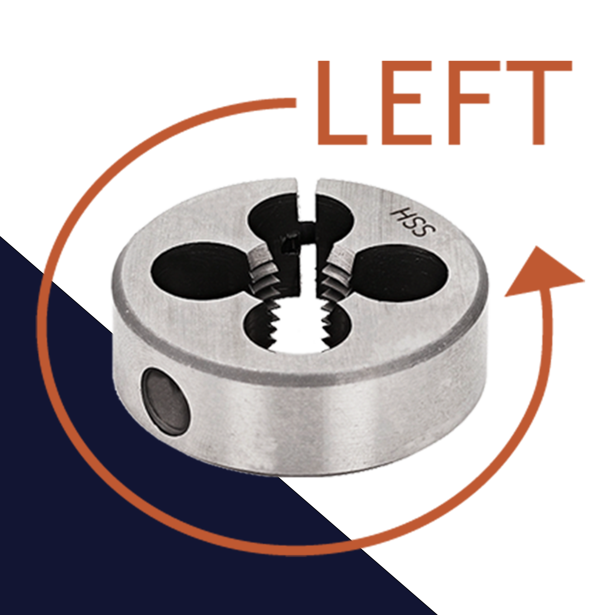 Left Ahnd Reverse Left Hand, Reverse Round Die M5 - M16 - BelMetric