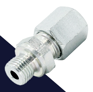 Male to Compression Set Metric Thread Adapter Zinc Plated Steel