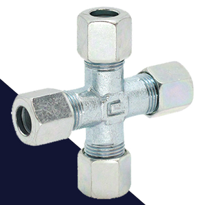 4-Way Tee Union,Compression Set,Zinc Plated Steel