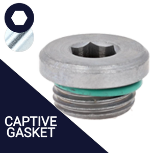 Low Profile Steel Allen Socket Drain Plug with Captive Seal, Zinc Plated