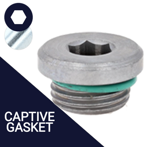 Low Profile Steel Allen Socket Drain Plug with Captive Seal, Zinc Plated