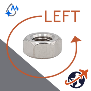 Coarse Hex Nut LEFT HAND,DIN 934LH,A4-80 Stainless Steel