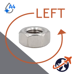 Coarse Hex Nut LEFT HAND,DIN 934LH,A4-80 Stainless Steel