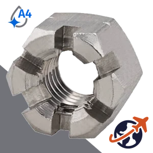 Castle Nut,A4-50 Stainless,DIN 935