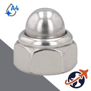 Acorn Nylon Locking Nut - A4 Stainless DIN 986