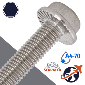 M10X1.5 Serrated Hex Head Flange Bolt - A4 Stainless DIN 6921