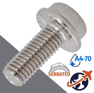 M10X1.5 Serrated Flange Bolt,A4-70 Marine Stainless,DIN 6921