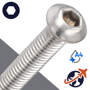 M8X1.25 Button Head Cap Screw - A4 Stainless ISO 7380-1