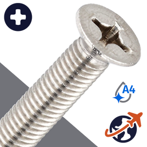 M6X1.0 Flat Head Screw Phillips - A4 Stainless DIN 965