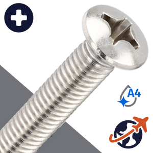 M4X0.7 Oval Head Screw Phillips - A4 Stainless DIN 966 M4X0.7 Oval Head Screw Phillips - A4 Stainless DIN 966