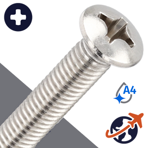 M6X1.0 Oval Head Screw Phillips - A4 Stainless DIN 966