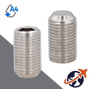 M3X0.5 Flat Point Allen Socket Set Screw - A4 Stainless ISO 4026
