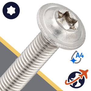 M3X0.5 Torx Flange Button Head Screw - A4 Stainless ISO 7380-2 TX