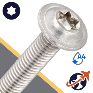 M3X0.5 Torx Button Flange,ISO 7380-2 TX,A4 Stainless Steel