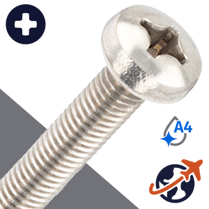 M8X1.25 Pan Head Screw Phillips - A4 Stainless DIN 7985 
