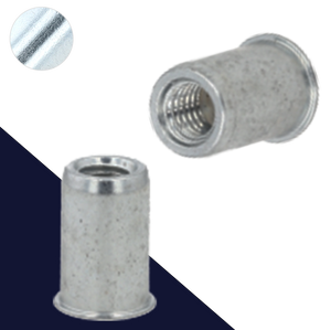 1/4-20" Smooth Round - Rivet Insert Nut Steel, Open