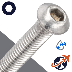 M12X1.75 Button Head Cap Screw - A4 Stainless ISO 7380-1