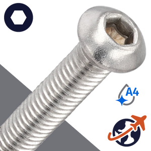 M2X0.4 Button Head Cap Screw - A4 Stainless ISO 7380-1