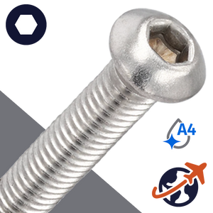 M2.5X0.45 Button Head Cap Screw - A4 Stainless ISO 7380-1