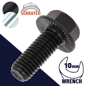 M6X1.0 Serrated Flange,Class 10.9 Steel,DIN 6921 / 10mm Wrench