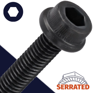 M10X1.5 Serrated Flanged Socket Cap Screw -  Class 12.9 Black 