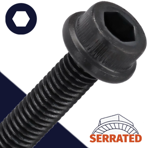 M6X1.0 Serrated Flanged Socket Cap Screw -  Class 12.9 Black 