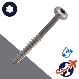 M3 A4 Stainless Torx, Pan Head, Wood Thread