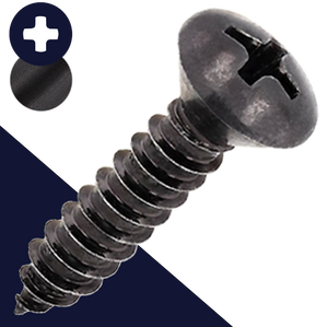 M2.9 Oval Phillips Tapping Steel, Black Zinc DIN 7983-C