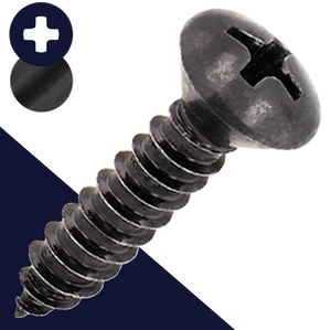 M4.8 Oval Phillips Tapping Steel, Black Zinc DIN 7983-C