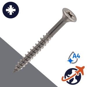 M3.5 Pozidrive Flat Head,Wood Thread,A4 Stainless Steel